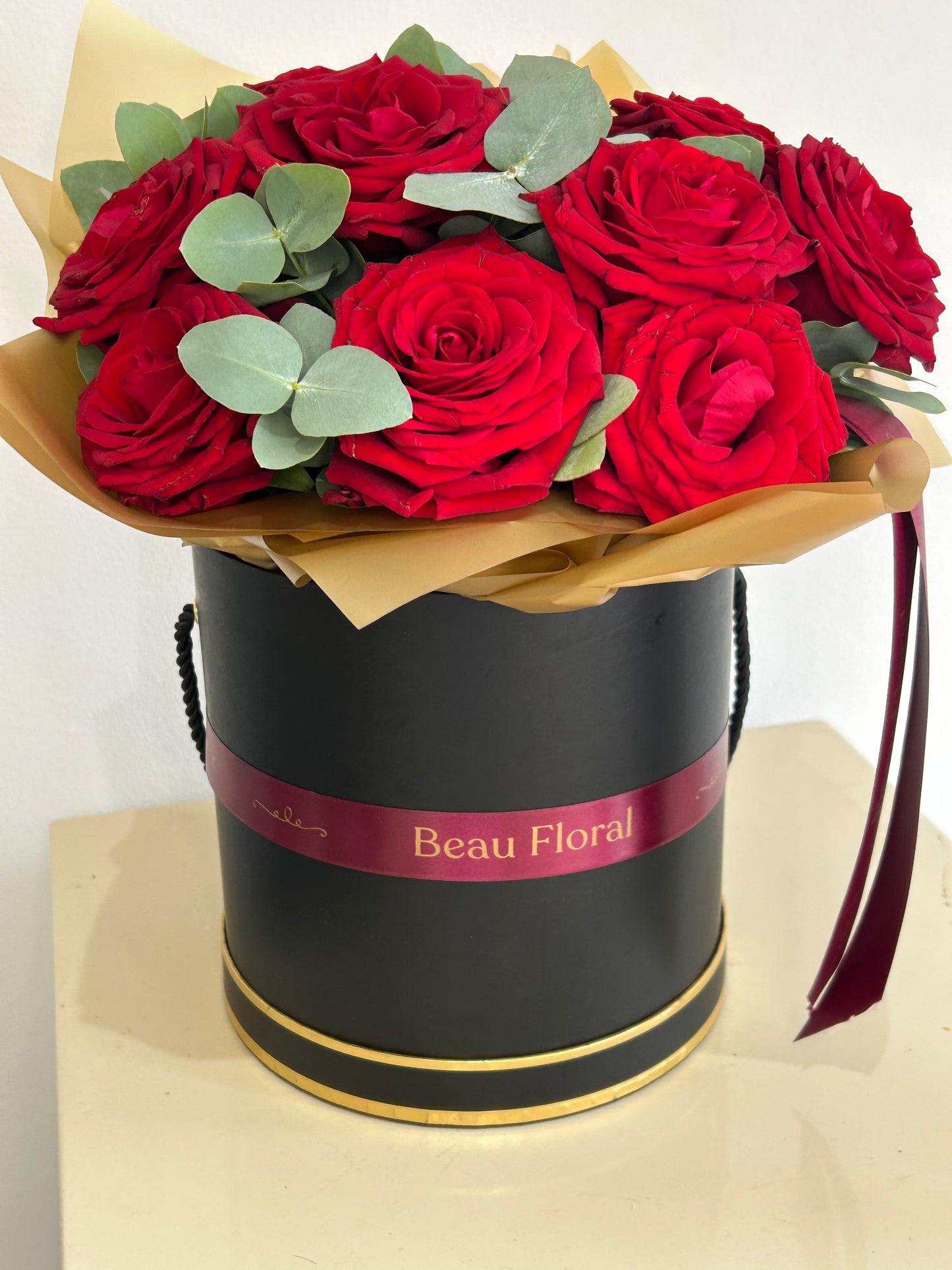 Amore Red Roses in Hat Box