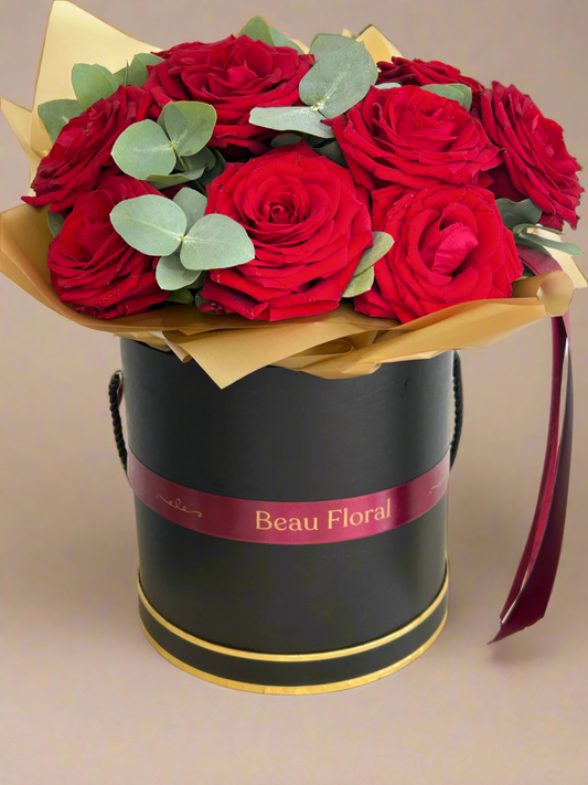 Amore Red Roses in Hat Box